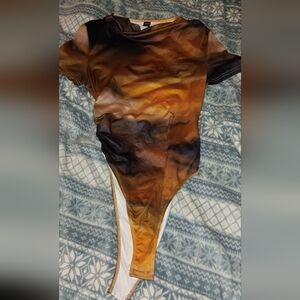 SHEIN Bodysuit in Brown and Black